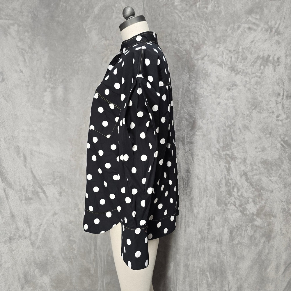 Aligne Jude Spot Blouse Women 10 Black Polka Dot Organic Cotton Top Mod Retro - Picture 3 of 16